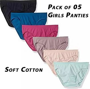 Pack of 05 Soft Cotton Underwear Panties for Girls & Women Multi color Cotton Panties
