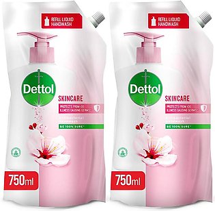 Dettol Liquid Hand Wash Refill Antibacterial Germ Protection Skincare 750ml - Pack of 2
