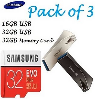 Pack of 3 Bundle Deal Offer 32 GB Memory Card, 32GB USB & 16GB USB Flash Pen Drive (6 Month Warranty)
