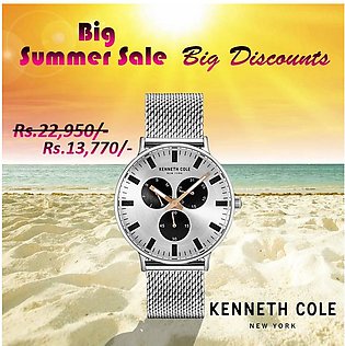 Kenneth Cole New York - KC14946014 - Stainless Steel Wrist Watch For Men - Silver