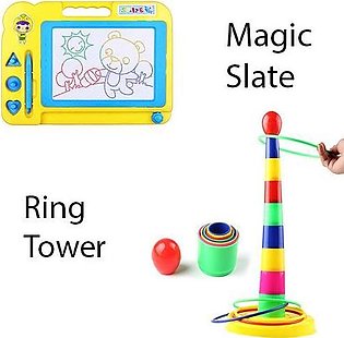 Ring Tower Game With Writing Board - Pack Of 2 Set