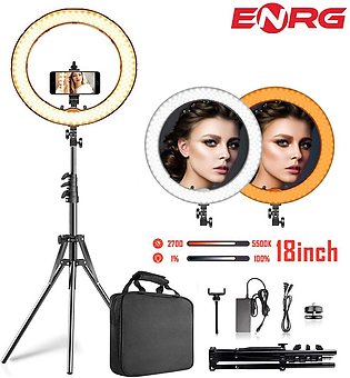 ENRG LED Ring Light 18 Inch \ 45 cm with 7.5ft Metal Tripod Stand Carry Bag And Adjustable Phone Holder