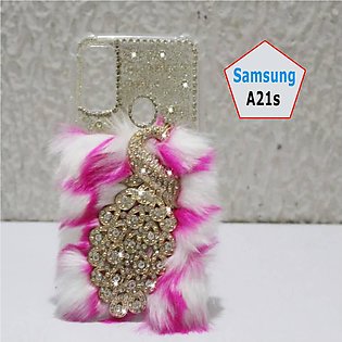Samsung A21S Back Cover For Girls - Fancy Luxury Glitter - 2Gud Ladies Case Cover - Pink