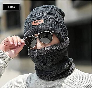 Winter Beanie Hat Scarf Set Warm Knit Hat Thick Fleece Lined Winter Cap Scarves for Men and Women