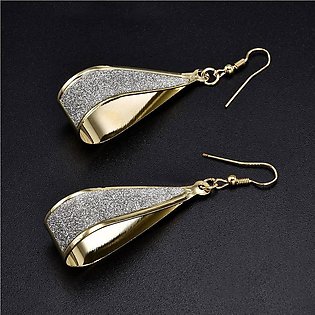 Gold Metal Scrub Hook Dangle Earrings