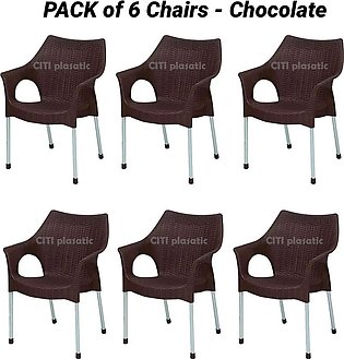 Plastic Chairs Pack of Six Chairs- Choc