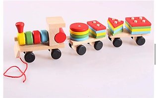 Wooden Shapes Train Toy Multi Color Multi Shapes