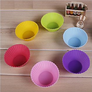 6 Pcs Silicone Cup Cake Mould Silicone Baking Muffin Cupcake Moulds Reuseable Microwave Oven Safe Non Stick Heat Resiistant Baking Cups