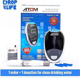 Atom Blood Glucose Sugar Test Meter Kit Glucometer Diabates Test Kit - with free accessories