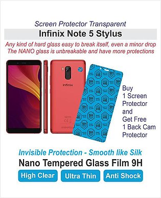 Infinix Note 5 Stylus - Screen protector - Best Material - Nano Glass - with Back Cam Protector