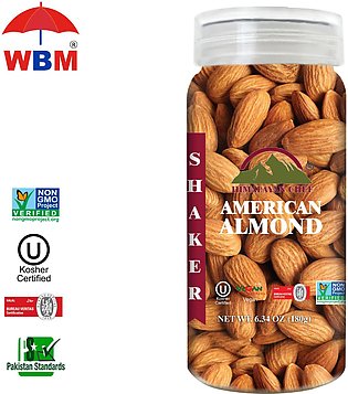 Himalayan Chef Big American Almond Nuts (Special Badam Giri) Plastic Jar - 180G  Packed in Imported Packaging