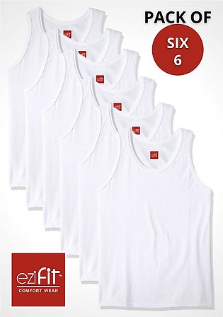 EziFit Premium Combed Cotton U-Neck Sleeveless Vest For Men (PACK OF SIX 6)