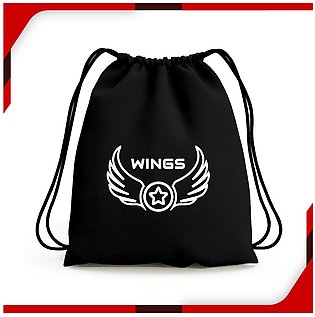 WINGS Drawstring Carry Bag Sack Bag Gym Bag Sports Bag Laptop Bag University College School Bag for Men & Women