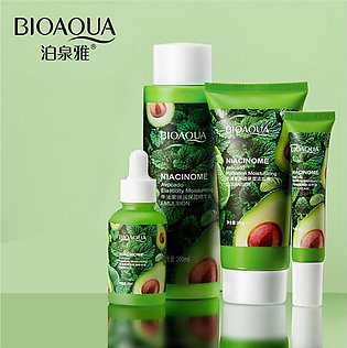 BIOAQUA 4 Pcs Niacinome Avocado Elasticity Moisturizing Skin Care Set.