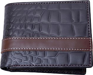 Customized Genuine Leather Men's Purse Wallet for Men  BiFold Wallet for Men  Vintage Leather Wallet  Stylish Crocodile Texture Leather Wallet - Dark Brown