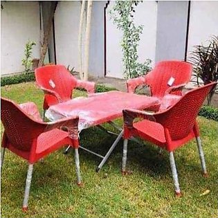plastic chairs set red