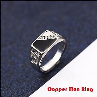 Luxury Silver Titanium plating Zircon Fashion Ring For Men