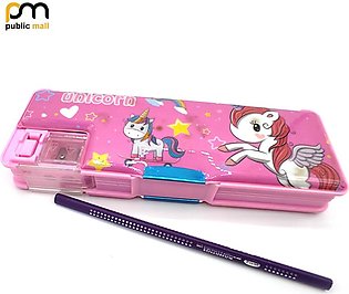 Unicorn 2 sided Pencil Case Pen Box for girls with 2 built in Sharpener-Public Mall