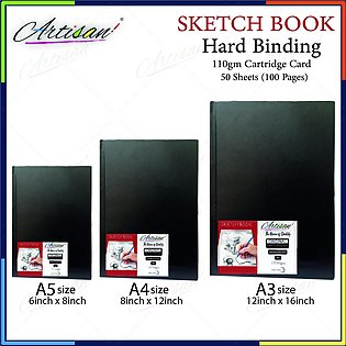 Artisan - Hard Binding Sketch Book, 100pages, size: A5, A4 & A3, Cartridge Paper 110grams, Sketching Book artist quality textured