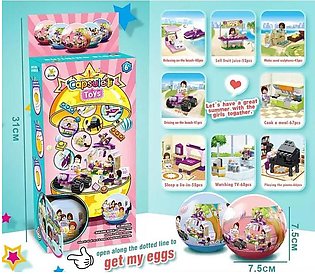 Girl Blocks 8 in 1 girl series Surprise Egg Blocks 443 Pieces ABS plastic toy brick DIY block legoing building block set 8 eggs sets