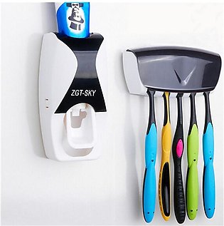 Multicrafts Automatic Toothpaste Dispenser with Toothbrush Holder Wall Mounted Multicolor