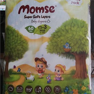 Momse Diapers Size 3no Medium 6-11kg (60 Pcs Pack)