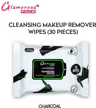 Glamorous Face Skin Perfection For Face And Body Hypoallergenic Cleansing Wipes Charcoal Fragrance Free Removes Eye Makeup With Natural Cotton Clean And Soft System 30 Wipes