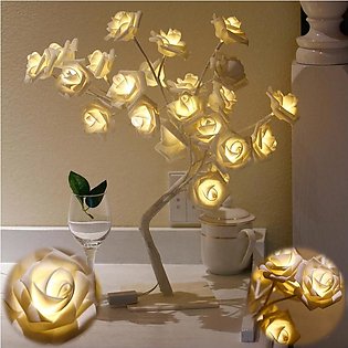 LED Rose Flower Tree Table Lamp Chrismats fairy Garland Night Lights Desk Light Wedding Bedroom Party Home decor