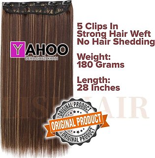 Best Extension Hair For Girls  straight hair 5 Clips In Straight Kashee_Hair Extension - Brown With Beautiful Streaking Highlights In Golden Color