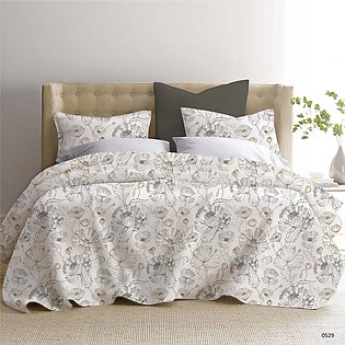 Printed Multi Flower Quilt / Duvet Cover Set For King Bed Set with Elegant Look