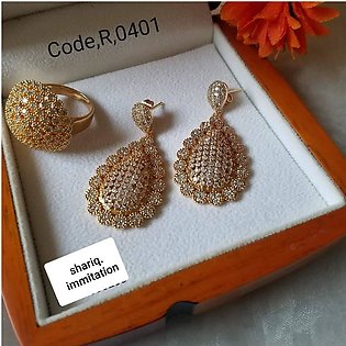 Gold plated earrings with ring0089