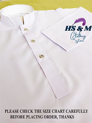 Simple White Sherwani Collor Wash and wear Qameez Shalwar Madrassa Uniform for kids and boys age from 2 to 14 Years