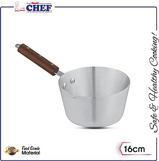 CHEF 16 cm Metal Finish Aluminum Milk Pan/ Sauce Pan for Tea - MP-01