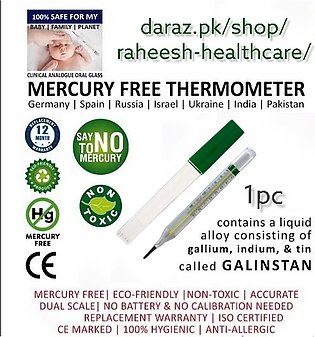 Non Mercury Thermometer - Mercury-Free Clinical Thermometer - Analogue Glass Mercury Free Thermometer