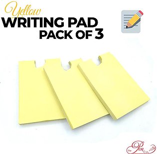 Yellow Writing Pad Pack of Three (100 Sheets Each)