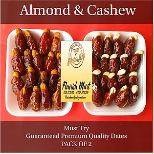 Almond and Cashew Nut Dates (Badam and Kaju Khajoor) Tray Pack of 2