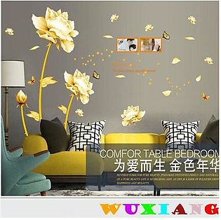 XL8028 Blossoming golden flowers wall stickers living room sofa tv background wall stickers bedroom cozy living room book room office layout stickers