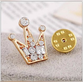 Clothes Buckels Rhinestone Small Queen Crown Brooch For Men And Women Gold