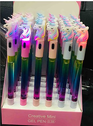 Unicorn Water Glitter LED Light Gel Pen for Kids