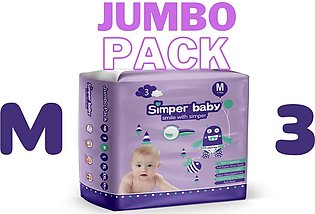 Simper Baby Diaper 3D Medium 64 Pcs Jumbo Pack - Size 3