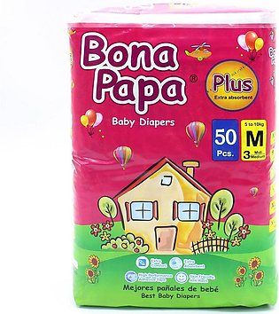 Bona Papa Plus Baby Diapers - ,2, Size Medium - 50Pcs