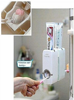 Rubian Latest Arrival Toothpaste Dispenser With Tooth Brush Holder - White