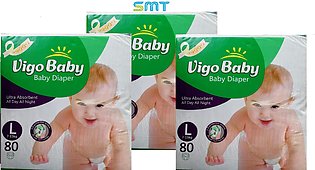 Vigo Baby Diapers Size-4 Large 7-15KG (80 Pcs Pack) Pack Of 3