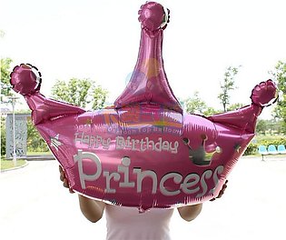Jumbo Size Birthday Foil Crown Balloon in Pink