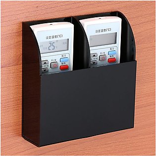 2 Slots Black Acrylic Media Organizer Storage Box Wall Mount Remote Control Holder