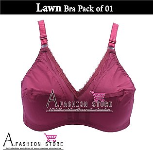 A.Fashion Lawn Bra Multi Color Best Quality Bra Non Padded non Wired Bra for girls 01 Pc