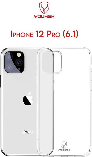 Youksh Apple iphone 12 Pro (6.1) -  Transparent Jelly Back Cover - Transparent - Iphone Series.