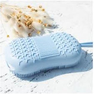 Silicone Body Scrub Super Soft Bath Brush for Women, Men, Kids, Baby Super Soft Massage Exfoliating Bath Brush and Scrubber for Deep Cleaning and Double-sided Shower Loofah with Wood Pulp Cotton  Foaming Well - For Bathroom