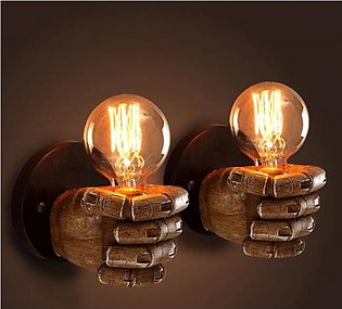 Creative Fist Resin Wall Lamps Decoration Cafe Restaurant Bar Bedroom Wall Studio Lamp Hand Shape Light Fancy Light Decorative Light Decoration Light Wooden Light E27 Bulb Holder Side Table Lamp Room Light Indoor Lamp Industrial Style Wall Lamp 2020 Best
