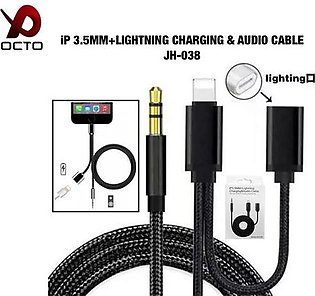 OCTO iPhone Aux Cable Audio Cable Charging Converter - Lightning Jack Aux Handfree Jack Converter - iPhone Converter Splitter - iPhone Aux Cable for Car